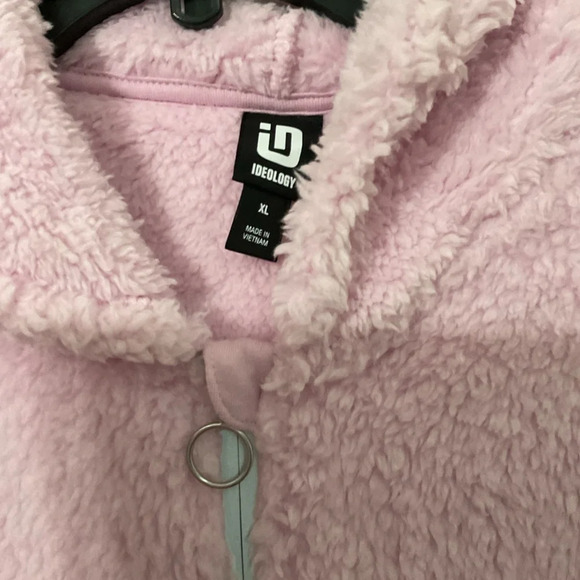 ID Ideology Pink Big Girls Solid Faux-Sherpa Hooded Jacket, Size XL NWT - Picture 3 of 4